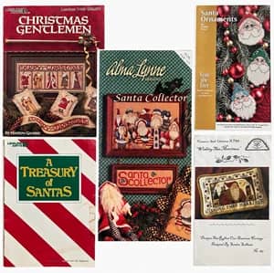 Christmas Santa Cross Stitch Pattern Lot 5 Leisure Arts Alma Lynne Canvas
