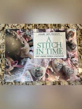 Vintage 1992 Leisure Arts A Stitch in Time Cat Cross Stitch Calendar Patterns