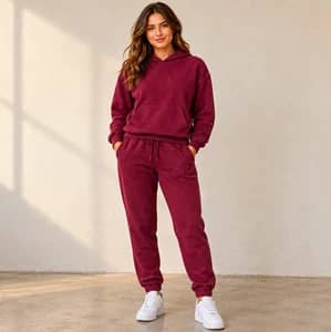PUMA Women’s Burgundy 2 Piece Hoodie Jogger Set Large Athleisure