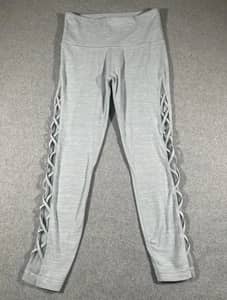 Victoria’s Secret Sport Leggings Womens 10 Blue Criss Cross Mesh Crop Yoga