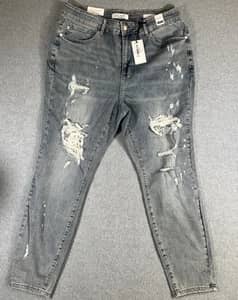 Judy Blue 20W Mid Rise Skinny Jeans NWT Distressed Lace Patch Stretch Denim