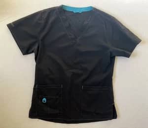 Carhartt Force Cross Flex Scrub Top Womens Small Black V Neck Stretch