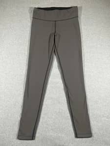PINK High Rise Ankle Leggings Gray Black Logo Waistband Womens S 27”