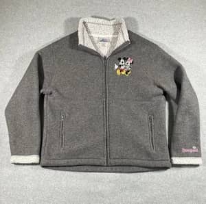 Disneyland Resort Mickey & Minnie Gray Full-Zip Fleece Jacket Adult Size M