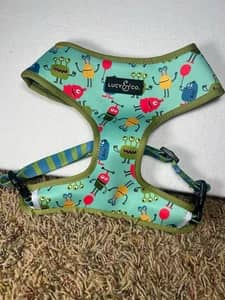 Lucy & Co Reversible Dog Harness XL Monster Print Adjustable Reflective