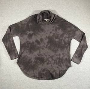 Michael Stars Womens Large Waffle Knit Cowl Neck Tunic Top Tie Dye Brown