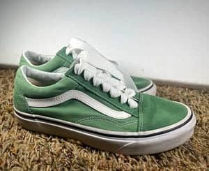 Vans Old Skool Green White Suede Canvas Sneakers W7 M5.5 Y2K